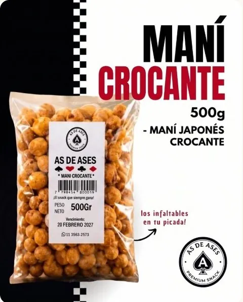 Maní Crocante 500 g As de Ases: maní japonés crocante